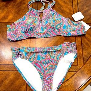 Gibson Latimer Paisley Bikini - Blue and Pink